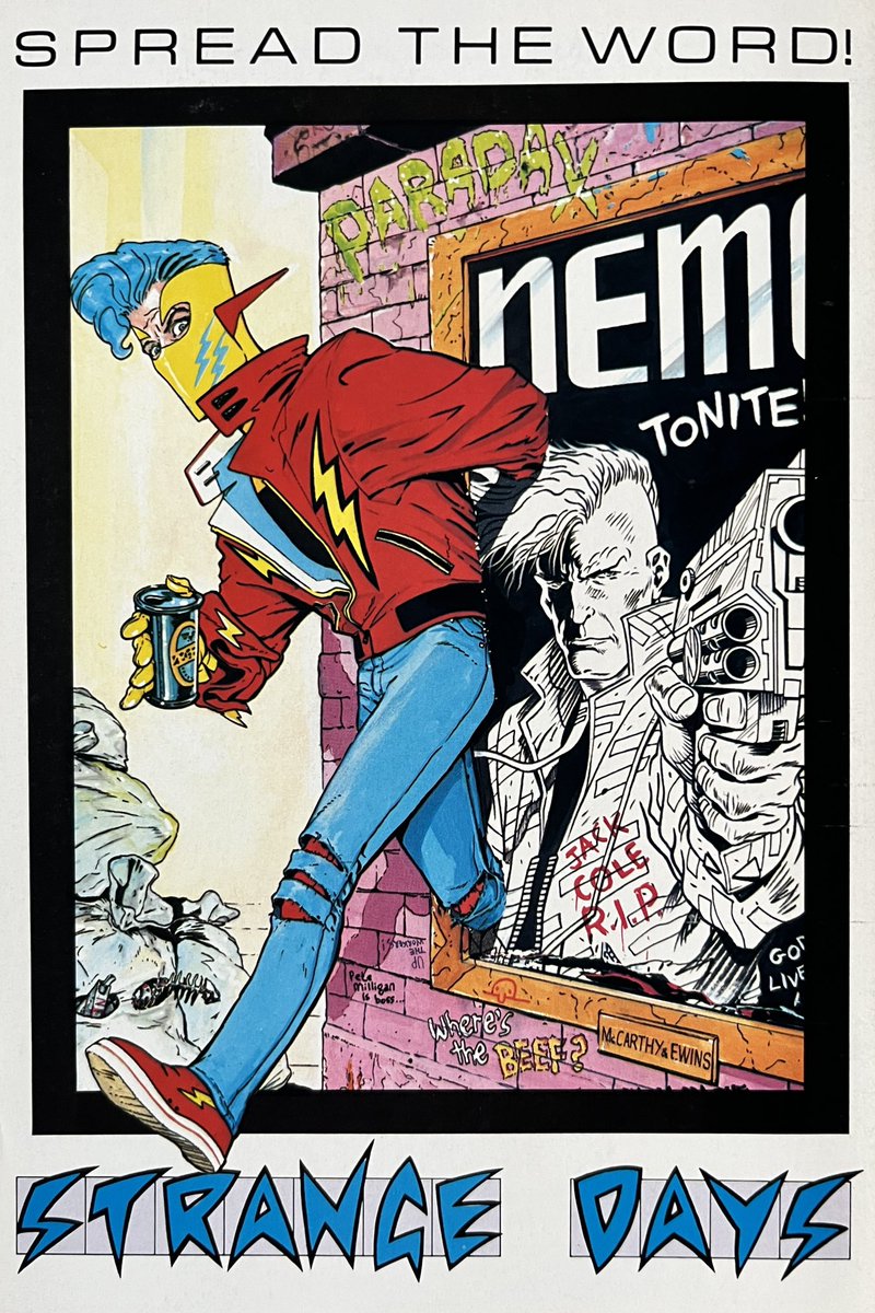 PowerCosmic13_'s tweet photo. Blown away by the first issue of STRANGE DAYS by #PeterMilligan, #BrendanMcCarthy and #BrettEwins. I’ll post more interiors later, but here’s the cover, back cover and some extras from inside. Art by McCarthy and Ewins. That Lee Harvey Oswald picture is something. https://t.co/FZsYjAIdsq