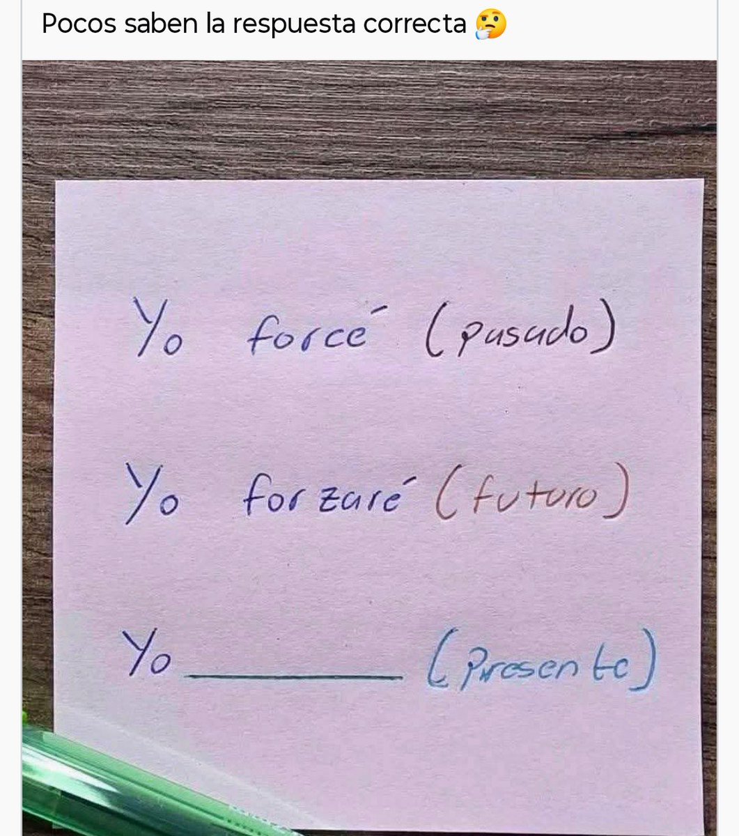 tatianaale33284's tweet photo. 🤔 Solo los que prestaron atención en clase podrán responder esto.

Si el pasado es yo forcé y el futuro es yo forzaré...

¿Cómo se dice en presente? 👀

 #Ortografía  #Curiosidades #Aprender #PreguntaDelDía https://t.co/spjAc5DkkF