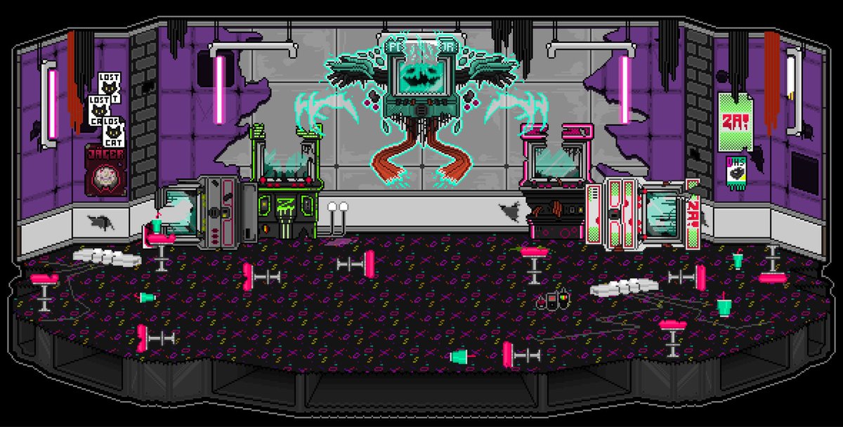 TwistedFigments's tweet photo. Some still shots of the phases for P055E550R๐ป๐น๏ธ #pixelart #horror #originalcharcter #80s #arcade #arcademachine https://t.co/Al9BQsv8o0