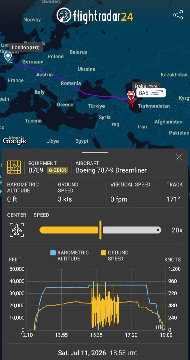 jjeremynyc's tweet photo. What on earth was going on with #BA5 today #GBKR reg G-ZBKR appears to have had some speed issues prior to landing, wonder what's up there. #diverted #Speedbird #BAW #BA #avgeek #Squak7700 #B789 https://t.co/8hSwVxIA4N