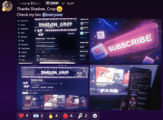 Shadow_Crop's tweet photo. cuidado pessoal! novo hack do discord está fazendo você se inscrever no canal do Shadow_Crop https://t.co/SMGcPHFx5T