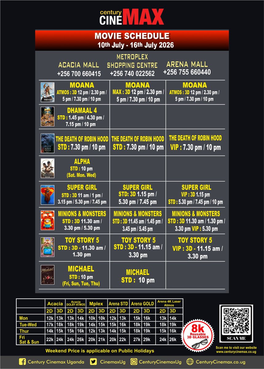 nbstv's tweet photo. Whether you're in Acacia Mall, Metroplex Shopping Centre or Arena Mall, there's something for everyone this week.
Grab your tickets and enjoy the big screen @CinemaxUg

#CenturyCinemaxUg #NBSUpdates https://t.co/CPrYS7tuCV