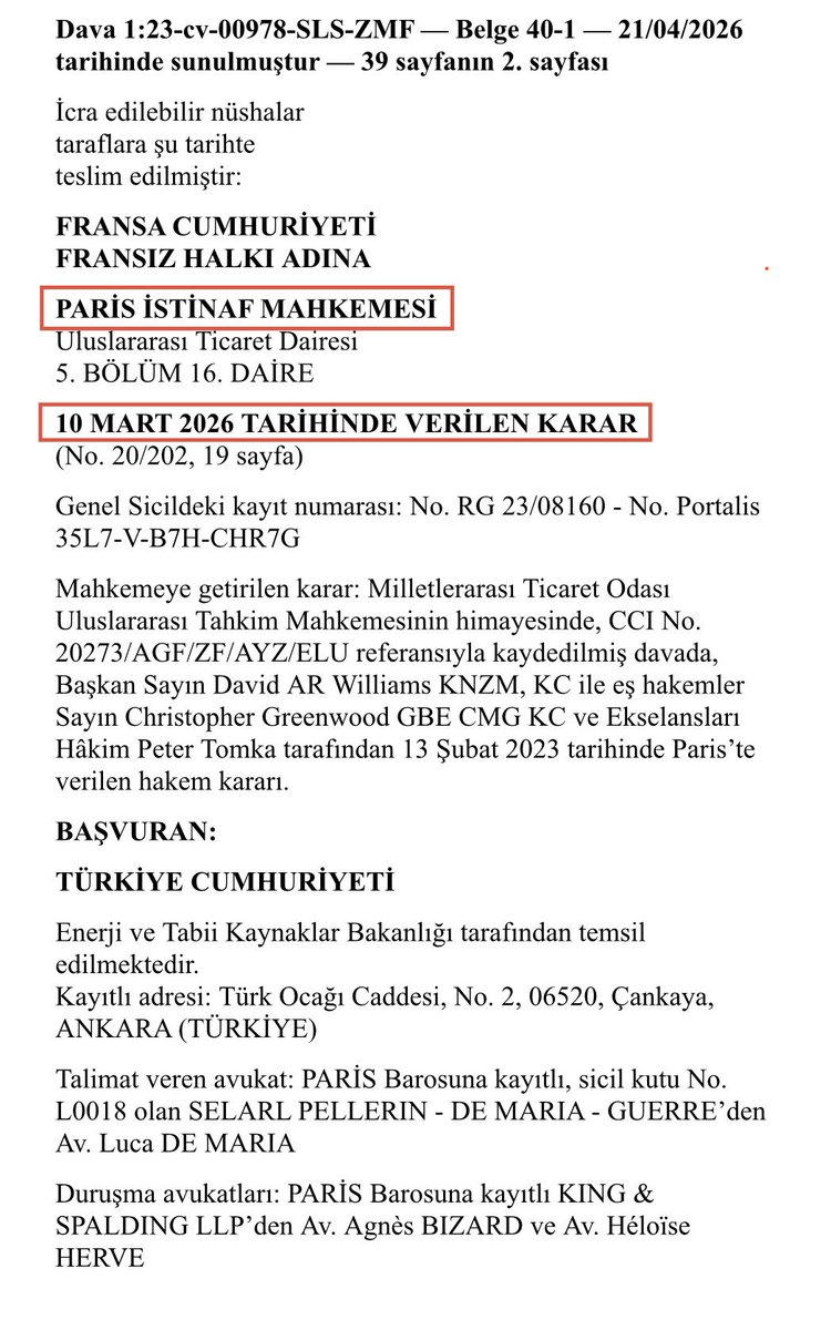 yavuzyilmazd's tweet photo. 10 Mart 2026 tarihli Paris İstinaf Mahkemesi Kararı-Türkçe Çevirisi 1/2 https://t.co/7FjnWbppe9