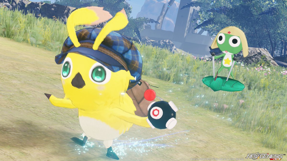 tcnt16277's tweet photo. なんか拾ったきゅ～
🐤💨🐸💨返してちょーだい！であります! 
#PSO2NGS https://t.co/c8rWkpNIPl