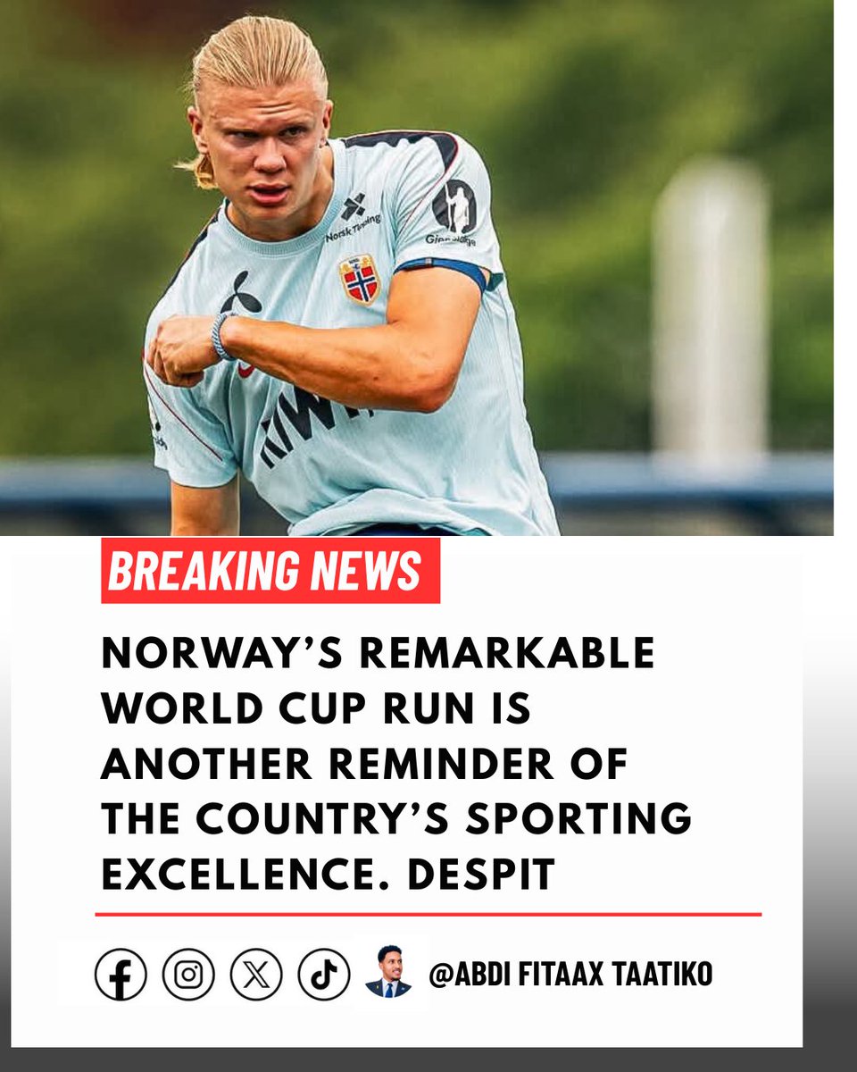 InaCali9's tweet photo. 🚨 BREAKING: Norway’s impressive World Cup run highlights the country's incredible sporting success. 

With a population of just 5.5 million, it continues to produce world-class athletes across multiple sports.

#AbdifitaahTaatiko #Norway #WorldCup #Sports https://t.co/NQ0zrPBSoE
