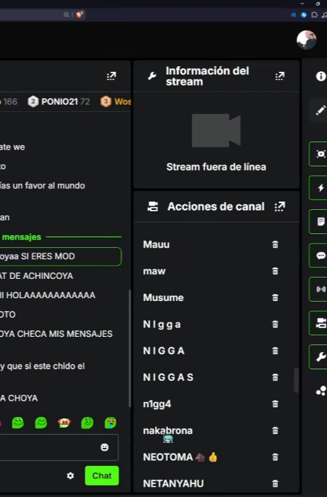 Alondrois01's tweet photo. Otras palabras más (baneadas del chat de el Uriel) que ha baneado de su chat, hasta baneo "Katy con Kalle" "Nakabrona" "Musume" y "Maau" 

Créditos: Achinchoya_ en twitch. https://t.co/ZuKA2ak6Vw
