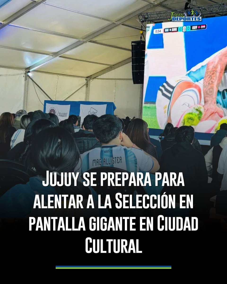 JujuyEnDeporte's tweet photo. 🇦🇷💙🤍 Hoy Jujuy alienta a la Selección
Viví Argentina vs. Suiza en pantalla gigante en Ciudad Cultural. Desde las 18 habrá Mundial, previa con DJ, gastronomía y muchas sorpresas. Entrada libre y gratuita.

📝 Nota 👉️ https://t.co/pdlOihl792 https://t.co/rAsb3DY1in