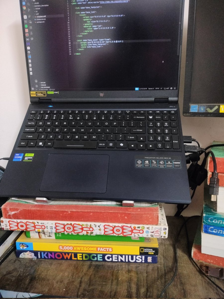 explicit_soul_'s tweet photo. Day-23 
Did not do much today had doctors visit and guest at home whole day gone sadly
-practiced 2 python problems
-did 3d lecture of simulation learnt how to load the mesh files in rviz, assembled the robot
-protein done
-maths revision done https://t.co/wUppGaZrzX