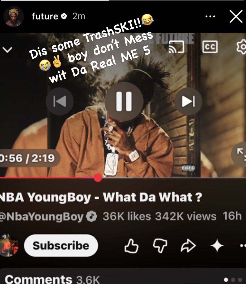 HipHop0utlet's tweet photo. 🚨FUTURE TWEETS AND DELETES SHOT AT NBA YOUNGBOY VIA IG STORY 😬:

“This some Trashski, Boy don’t mess with The Real Me 5” https://t.co/2e5owYHXev