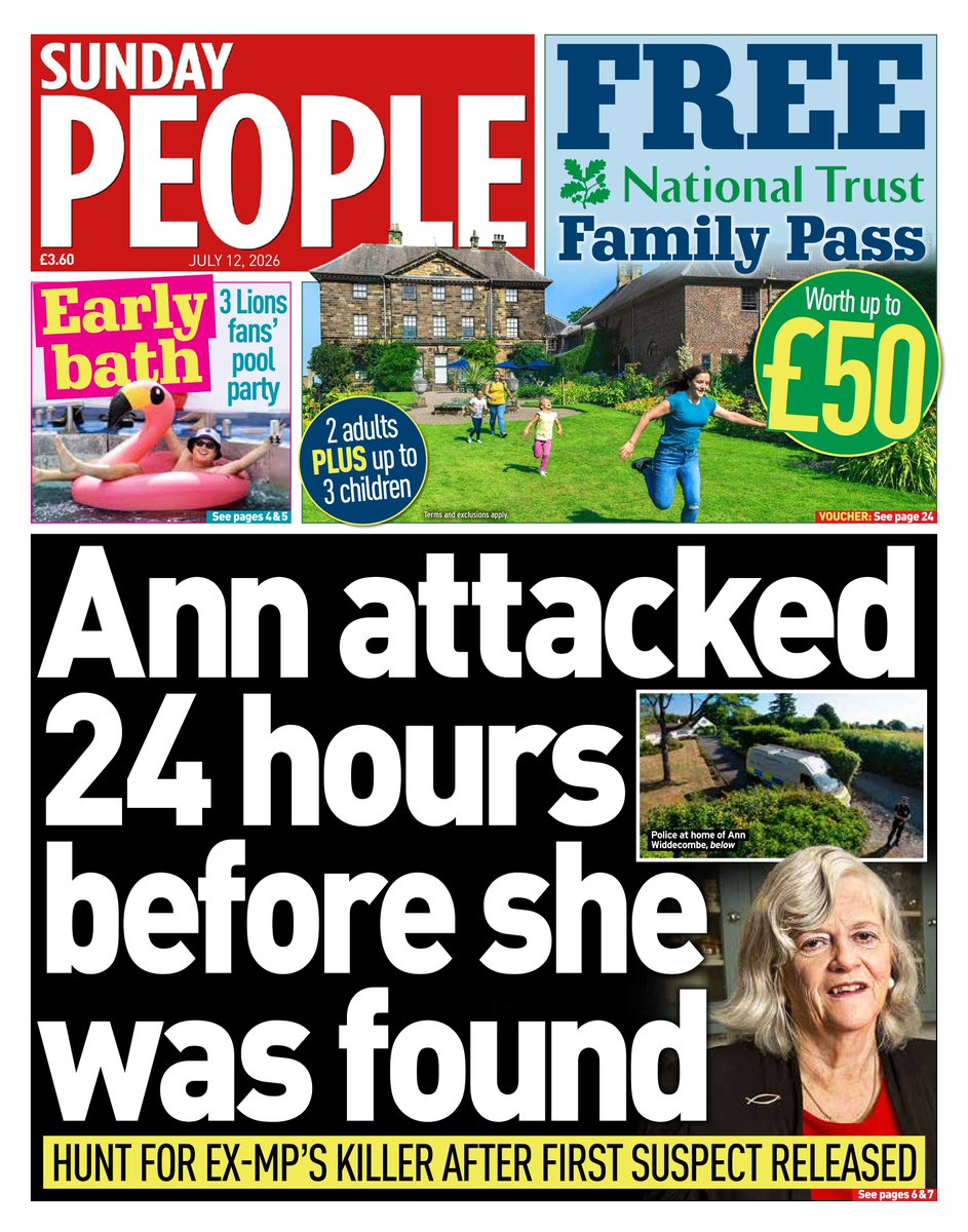 AndyGibsonTV's tweet photo. "ANN ATTACKED 24 HOURS BEFORE SHE WAS FOUND" - @TheSundayPeople 

Devon & Cornwall Police are hunting the killer of Ann Widdecombe, after the former Member Of Parliament was attacked 24 hours before she was found dead at her home.

#SundayPeople
#TomorrowsPapersToday