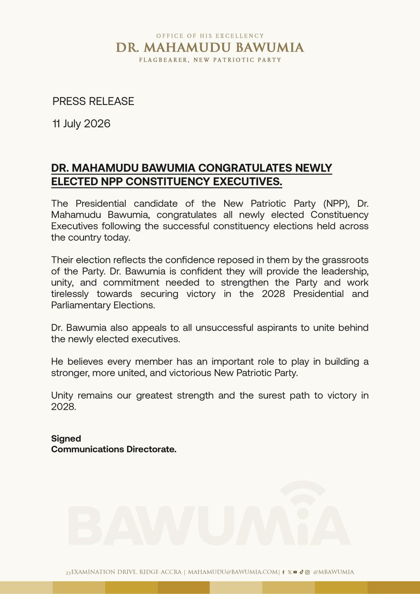 MBawumia's tweet photo. PRESS RELEASE https://t.co/5jmuJRRrQG