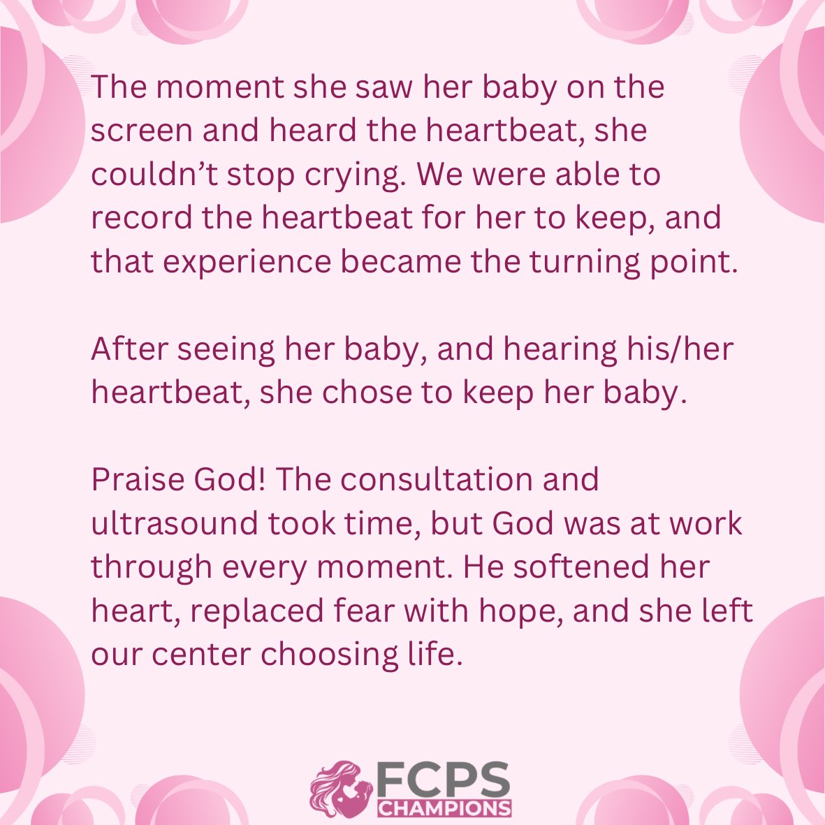 fcps_champions's tweet photo. She came to our center believing abortion was her only option, overwhelmed by fear and uncertainty about the future. Read this story to see what happened... https://t.co/e2Qo14VJTH