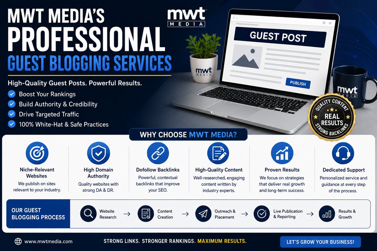 mwt_media's tweet photo. High-quality guest blogging is one of the smartest ways to build authority, earn powerful backlinks, and improve Google rankings. 🚀

🔗 https://t.co/2Q4Z9qgaJs

#SEO #GuestPosting #GuestBlogging #LinkBuilding #DigitalMarketing #MWTMedia https://t.co/NWinksRBg6