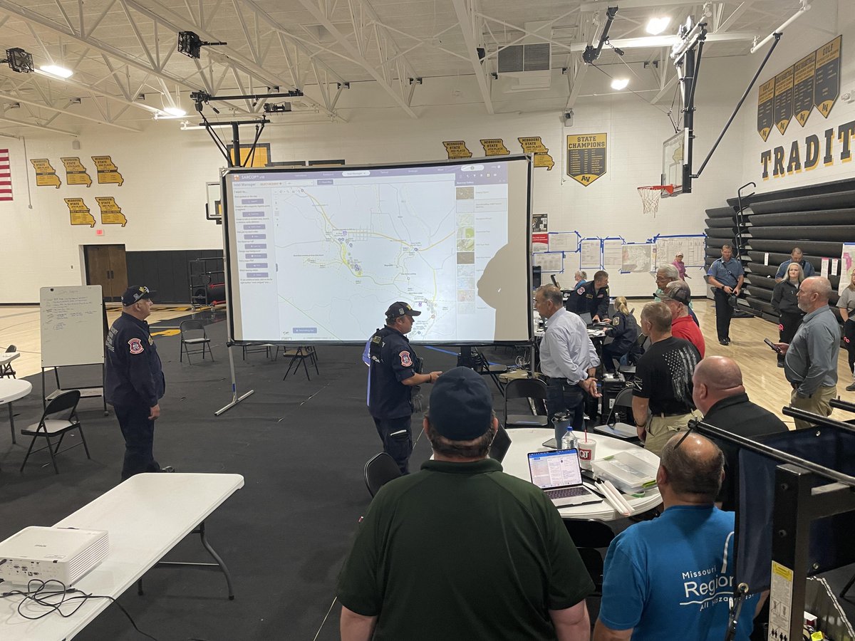 GovMikeKehoe's tweet photo. Today, we visited the command post at Arcadia Valley Elementary School, where first responders and emergency personnel have been coordinating around the clock in the wake of the historic flash flooding in south central Missouri.

Thanks to the quick action of local first responders, @Missouri_NG, @mshptrooperghq, @MoSEMA_, Missouri Task Force 1, @modnr, @mdc_online, and so many others, hundreds of lives were saved.

All groups continue to work in close coordination to share information and search for potential missing person. The Patrol’s Troop G is the point of contact for anyone who needs to report missing family members at 417-469-3121.