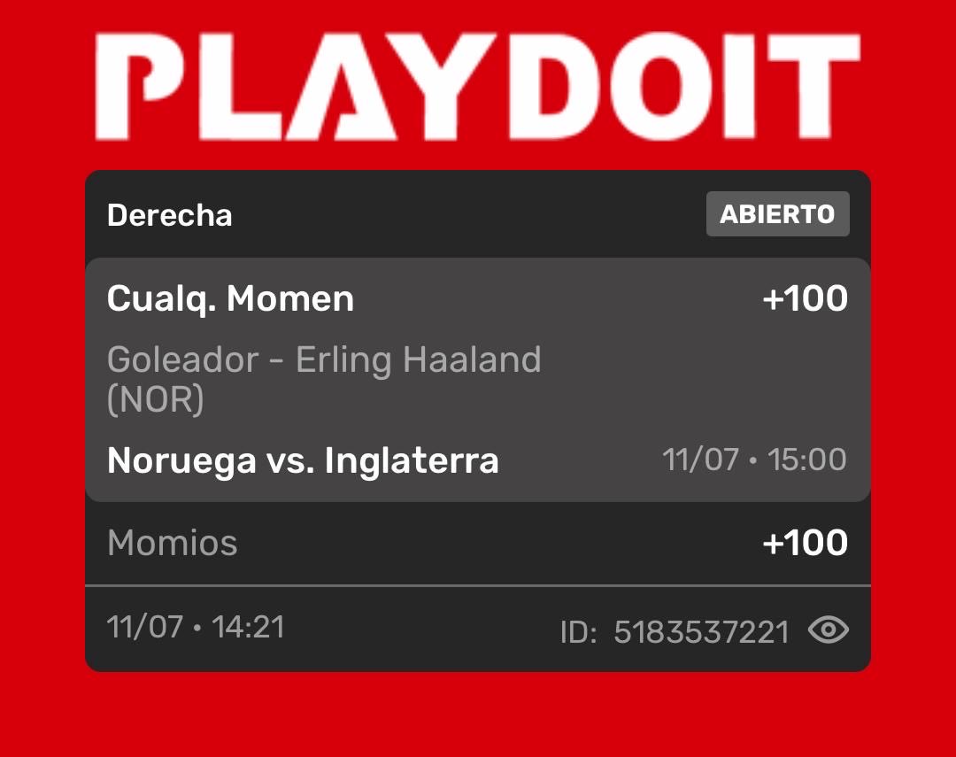 RafaPickss's tweet photo. El goleador de Noruega buscará hacerse presente en el marcador. ¿Confiamos en el androide? 🤖⚽🍀
Recuerde que los boost tienen límite de stake.🙂‍↕️
#Apuestas #Playdoit #Haaland https://t.co/JjLnCDtYqy
