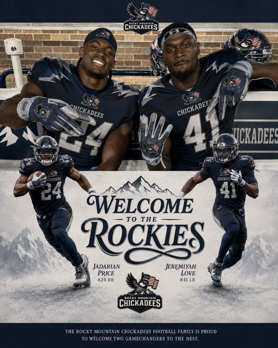 RChickadee3913's tweet photo. The Rocky Mountain Chickadees are excited to welcome first-round picks Jeremiyah Love and Jadarian Price to the roster. Welcome to the Rockies. https://t.co/WNWPfWYfqr