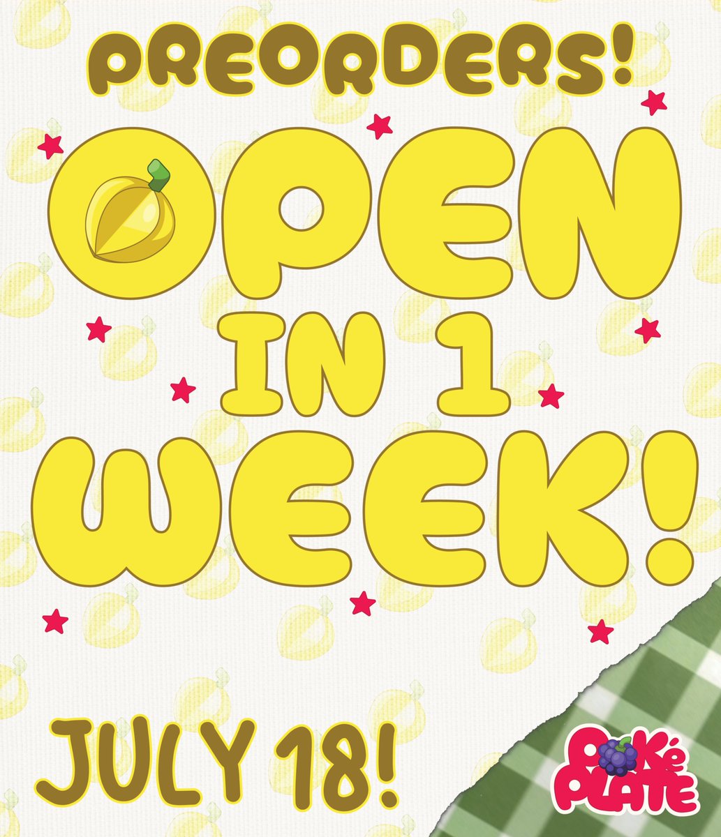 PokePlateZine's tweet photo. 🧺 PREORDERS OPEN IN 1 WEEK 🧺

Grab your picnic basket because we're going to be feasting soon with preorders opening in just ONE week on July 18th! 🍋 https://t.co/qaktbRGuh4