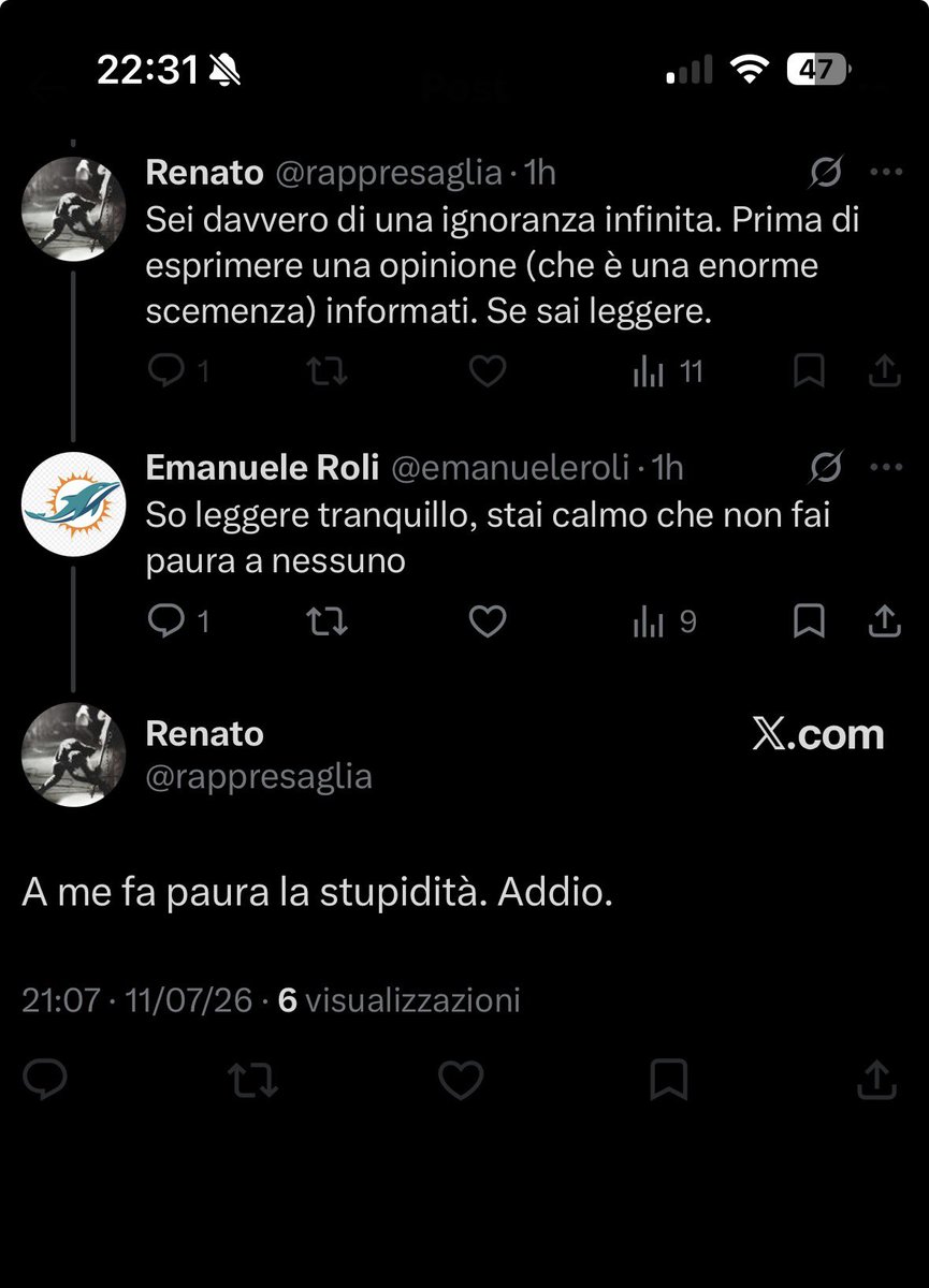 emanueleroli's tweet photo. Belli quelli che offendono semplicemente perché la pensano diversamente da te, poi non ti danno nemmeno il modo di replicare…a fenomeni!!!! https://t.co/0KSOaDwrbm