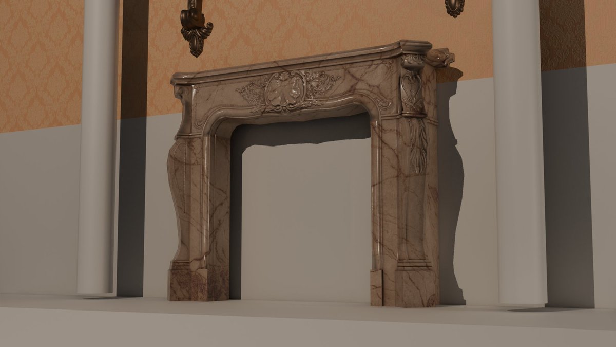 Kapiteijn_'s tweet photo. Gordijnen met klosjes, de openhaard en een start aan de 3D-sculpt van de kaarshouders. De props krijgen ieder zijn vorm! #efteling #unrealengine #blender #villavolta #3D https://t.co/fpbx3FcI66