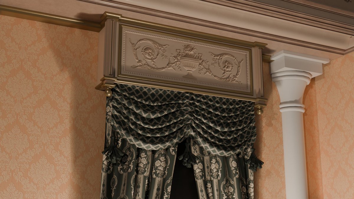 Kapiteijn_'s tweet photo. Gordijnen met klosjes, de openhaard en een start aan de 3D-sculpt van de kaarshouders. De props krijgen ieder zijn vorm! #efteling #unrealengine #blender #villavolta #3D https://t.co/fpbx3FcI66