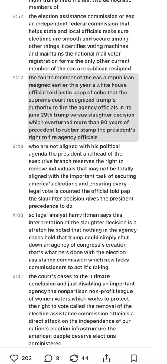 Cathy2NotToday's tweet photo. I know most won’t stop doom scrolling to listen @HC_Richardson … but this 7:59 one was too important  not to share as a transcript 

Understand what’s going on 

🚩He is stealing our elections , “🚩fortifying the front door” and will 🚩install 9’ fences around the WH and area surrounding the WH

THIS is not the work of someone who plans to leave 

Read it ⬇️.. chilling