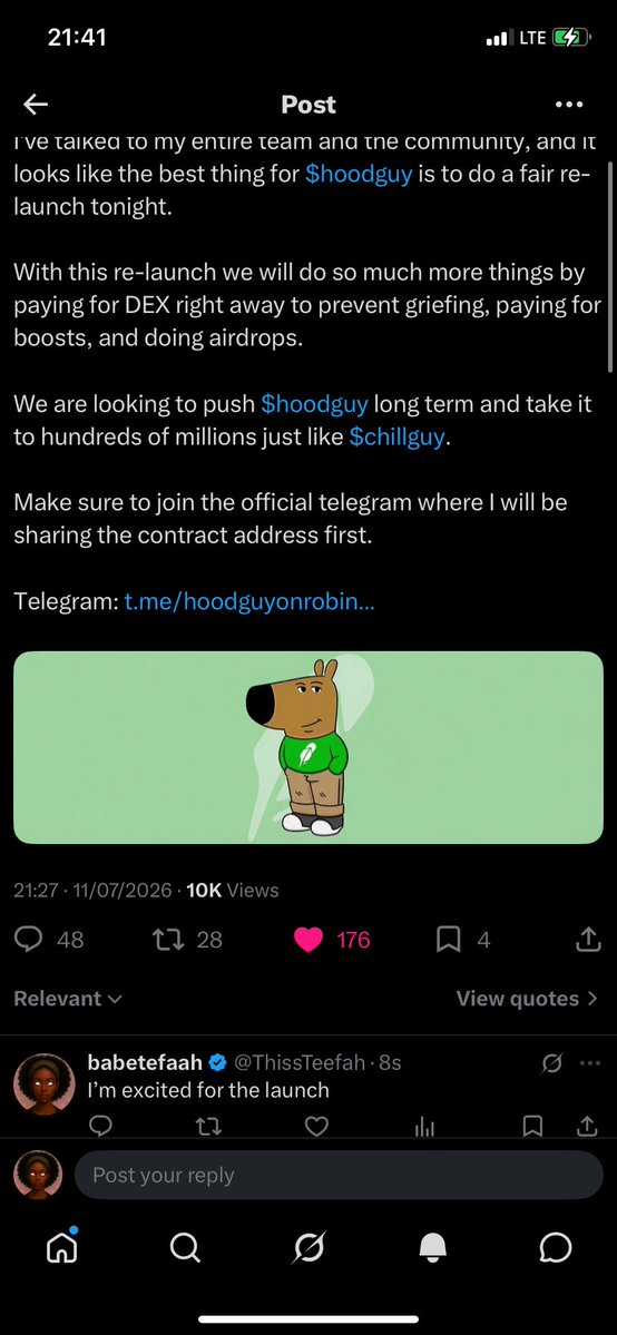 ThissTeefah's tweet photo. @karoblaq @TheChillguyDev All instructions followed 

DcvwJedRvvDpv1j4hvbcGHLZg6FCZ82uXCfJZqHmdsXH https://t.co/XSfE93l4wm