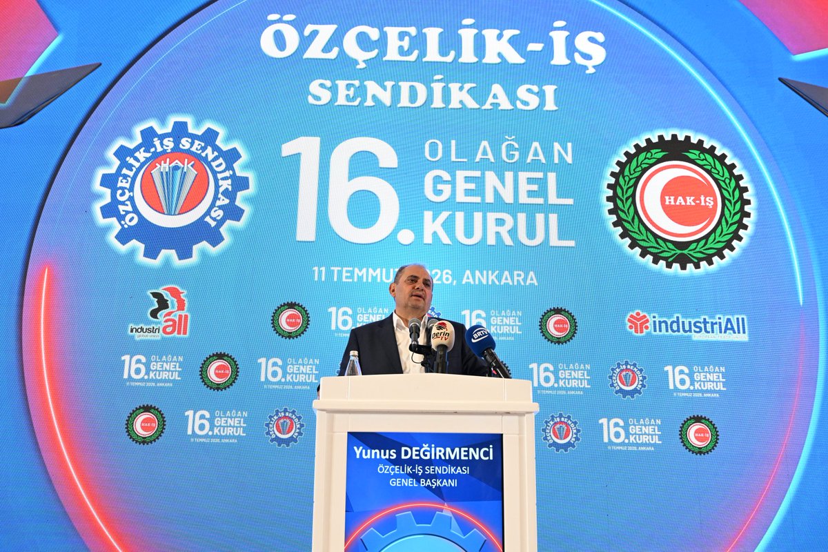 oziplikis1978's tweet photo. AY, ��Z ÇELİK-İŞ SENDİKASI 16. OLAĞAN GENEL KURULU’NA KATILDI

Genel Başkanımız Rafi AY, Öz Çelik-İş Sendikası 16. Olağan Genel Kurulu’na katıldı.

11 Temmuz 2026 tarihinde Ankara’da gerçekleştirilen genel kurulda Divan Başkan Yardımcılığı görevinde bulunan Genel Başkanımız Rafi AY, genel kurulun emek hareketine ve HAK-İŞ camiasına hayırlı olmasını diledi.  Seçimlerde Öz Çelik-İş Sendikası Genel Başkanı Yunus Değirmenci yeniden başkanlığa seçildi. 

Detaylar; https://t.co/fakY3FqYoe