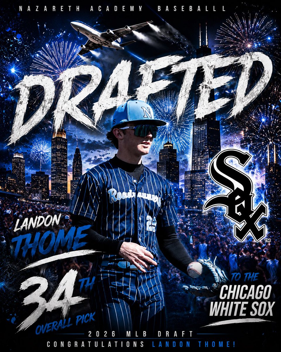 Baseball_Naz's tweet photo. Congratulations to Landon Thome on being selected 34th overall by the Chicago White Sox! https://t.co/uOakopCxub