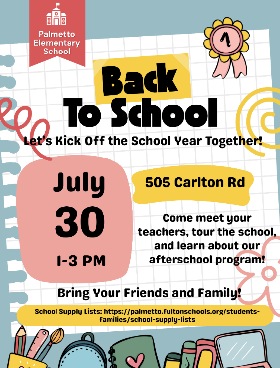PalmettoEagles's tweet photo. Open House is almost here! Join us on July 30 from 1–3 p.m. to meet your teachers, explore your classrooms, and get a sneak peek at the exciting year ahead. We can't wait to see you! #BackToSchool #ReadyToLearn https://t.co/iCzIitqe6Y