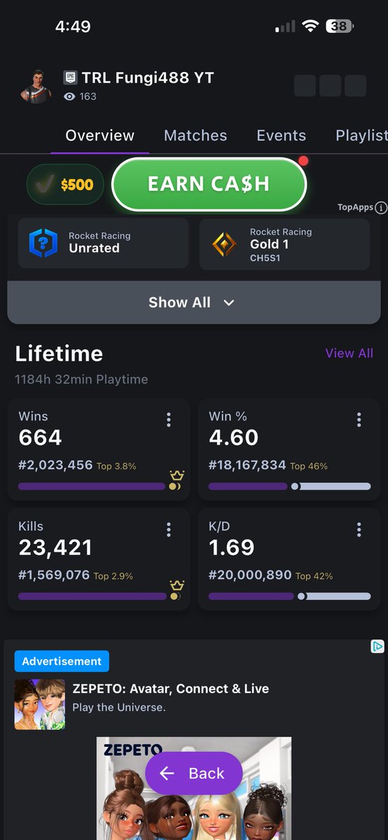 HybridZens's tweet photo. @Fungi488 Your stats compared to mine lmao I think I know more about a gun in fortnite lmao https://t.co/D7uOYUQxAD