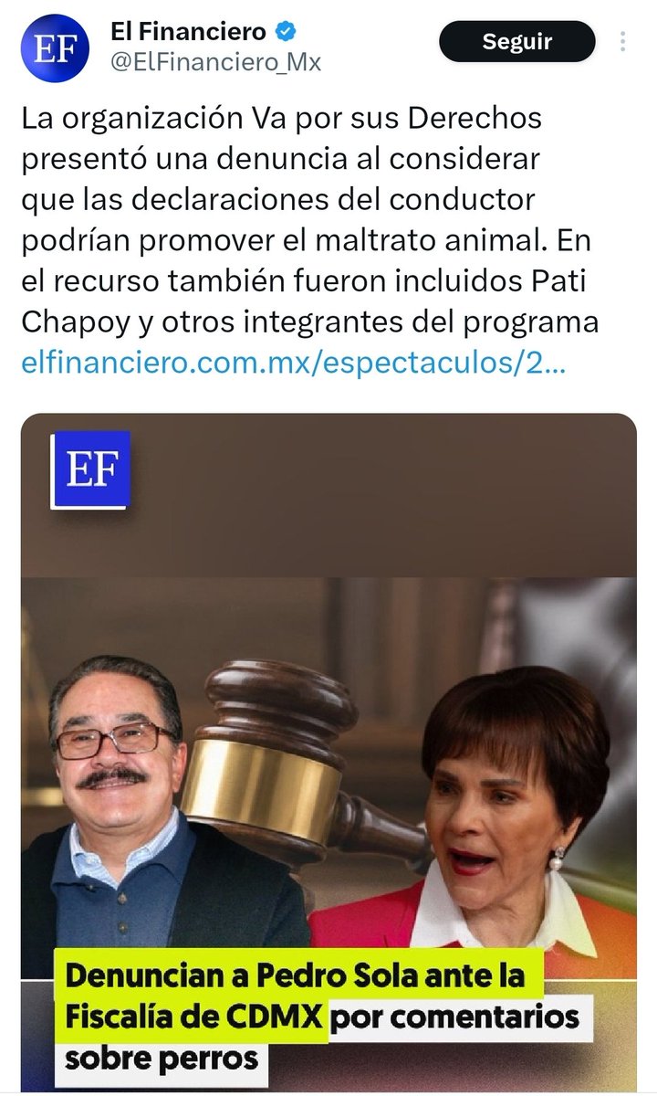 catrina_nortena's tweet photo. #ULTIMAHORA
🚨 LE PODRÍAN DAR DE 2-5 AÑOS DE CÁRCEL a Pedrito El Mayoneso Sola

Por promover el MALTRATO ANIMAL después de que la organización Va por sus Derechos le metió una denuncia ante las autoridades... https://t.co/zCgvcqQoaS