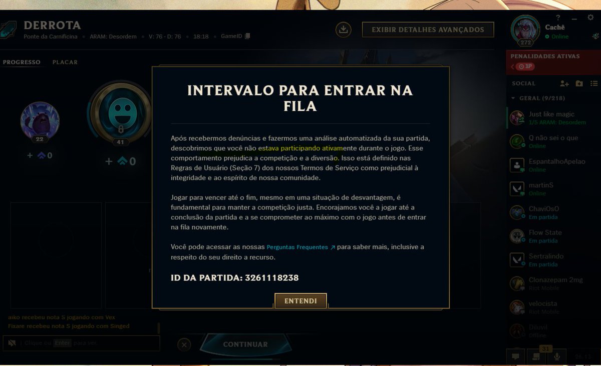 jhonrocha1995's tweet photo. @riotgames  @RiotSupport  vcs tao de palhaçada ne? Jogo caindo a cada 2 min e ainda botam punição. https://t.co/iQRIZG770O