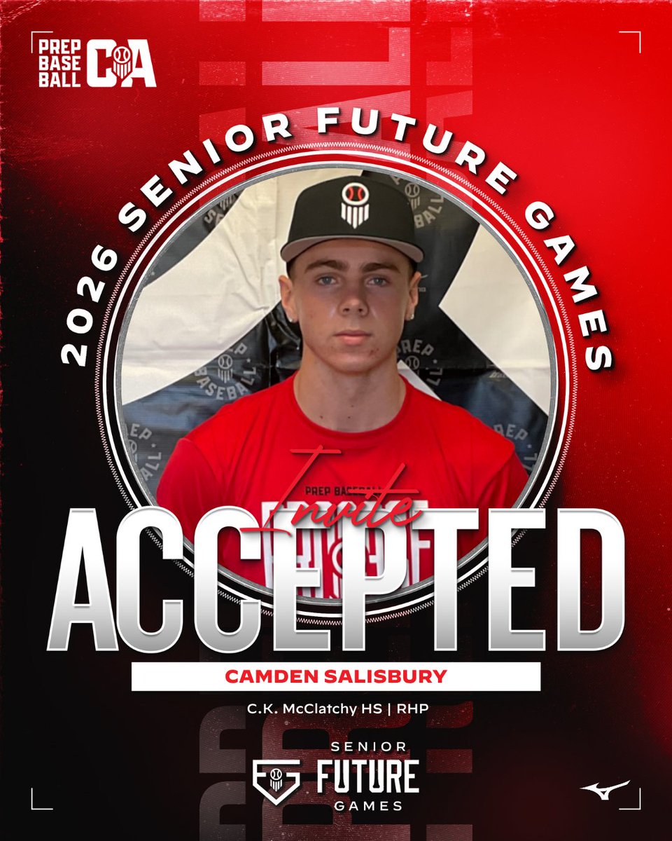 PrepBaseballCA's tweet photo. 𝙎𝙚𝙣𝙞𝙤𝙧 𝙁𝙪𝙩𝙪𝙧𝙚 𝙂𝙖𝙢𝙚𝙨 𝘽𝙤𝙪𝙣𝙙✈️🧳

We welcome Camden Salisbury to #TeamWestCoast to represent California at the 2026 Senior Future Games!

#BeSeen #ShapeTheState #PBSFG26

👤 https://t.co/CpZnz5zers | @Camden_2027 https://t.co/1dSuECI1X3