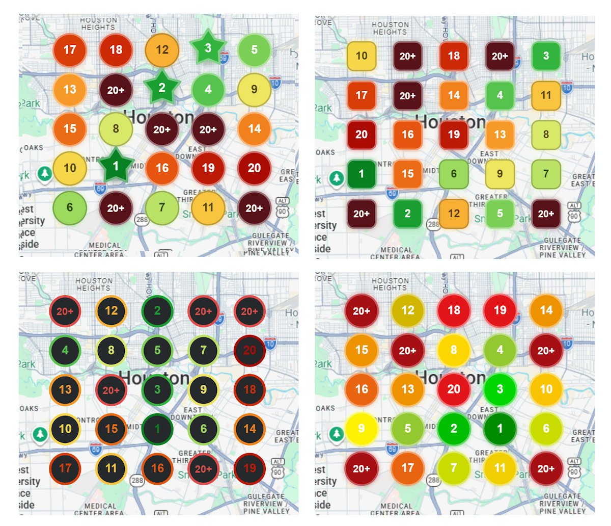 GmbRadar's tweet photo. New in GMB Radar 👇

You can now change how your Local Rank Grid looks.

Pick from Classic, Minimal, Bold, Vivid, Squares, Podium, or Night—your ranking data stays exactly the same.

Details:
https://t.co/IxAwupUANj https://t.co/XbnU71l9wm