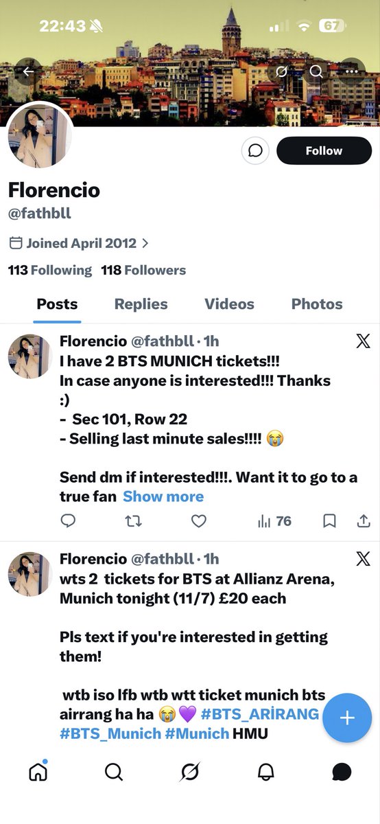 BriceljTina's tweet photo. FYI This person was probably scamming a lot of people today for bts d1 Munich concert. Be aware of scammers guys!!! She suggested paying half first then she would do the transfer and i never got them. I had hope since she was replying constantly and not pushy
#BTS_ARİRANG#bts🇩🇪 https://t.co/r865sgMOfb