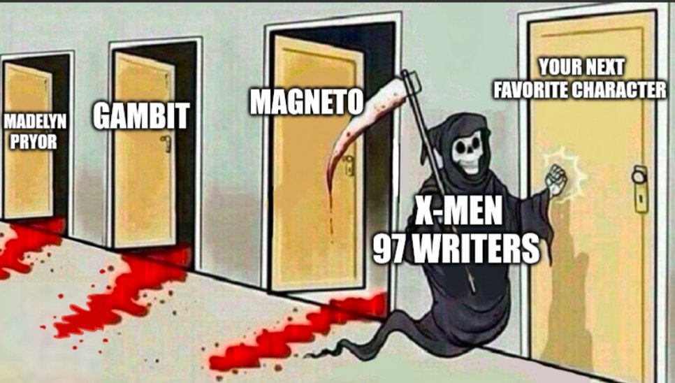 PunkerDuckie's tweet photo. Be prepared y'all no one is safe 
#xmen97 #xmen #meme #xspoilers #xmen97season2 https://t.co/SXBywS2YvV