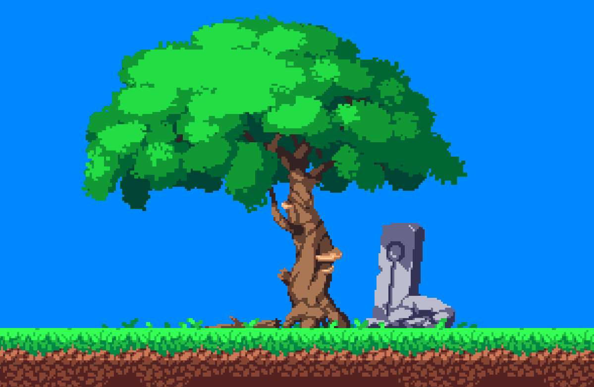 ENDESGA's tweet photo. unfinished remnants under an ancient tree
#pixelart https://t.co/7C2EJc6ekB