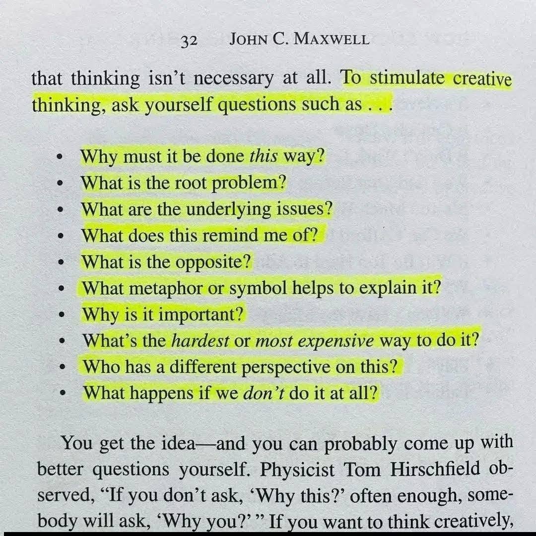 CuriousMindsHub's tweet photo. To stimulate creative thinking ....

ASK YOURSELF THESE QUESTIONS: https://t.co/LPjW7k3Q5a