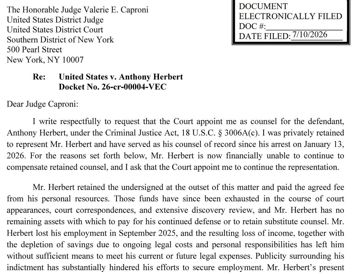 innercitypress's tweet photo. Bad Times for Eric Adams' Friends: Ex NYC Tony Herbert Indicted For NYCHA Funeral &amp; Bakery Frauds Has No Money, His Lawyer Says - Inner City Press story: https://t.co/3vjTWvRLxB Order with schedule &amp; CJA cites on Patreon here https://t.co/WbpoJGXAFk https://t.co/xJkdmO2mxl