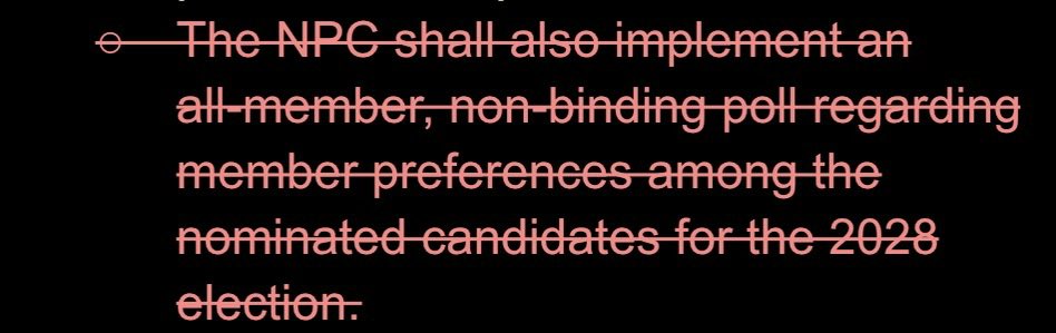 aaronnarraph's tweet photo. Tomorrow, the same DSA caucuses that voted to publicly sever ties with AOC are poised to strip 120,000+ DSA members of their right to vote on a candidate for president, and delay an endorsement decision to August 2027.

Do we want to lead a socialist presidential campaign or not? https://t.co/ErPFi6bBBl