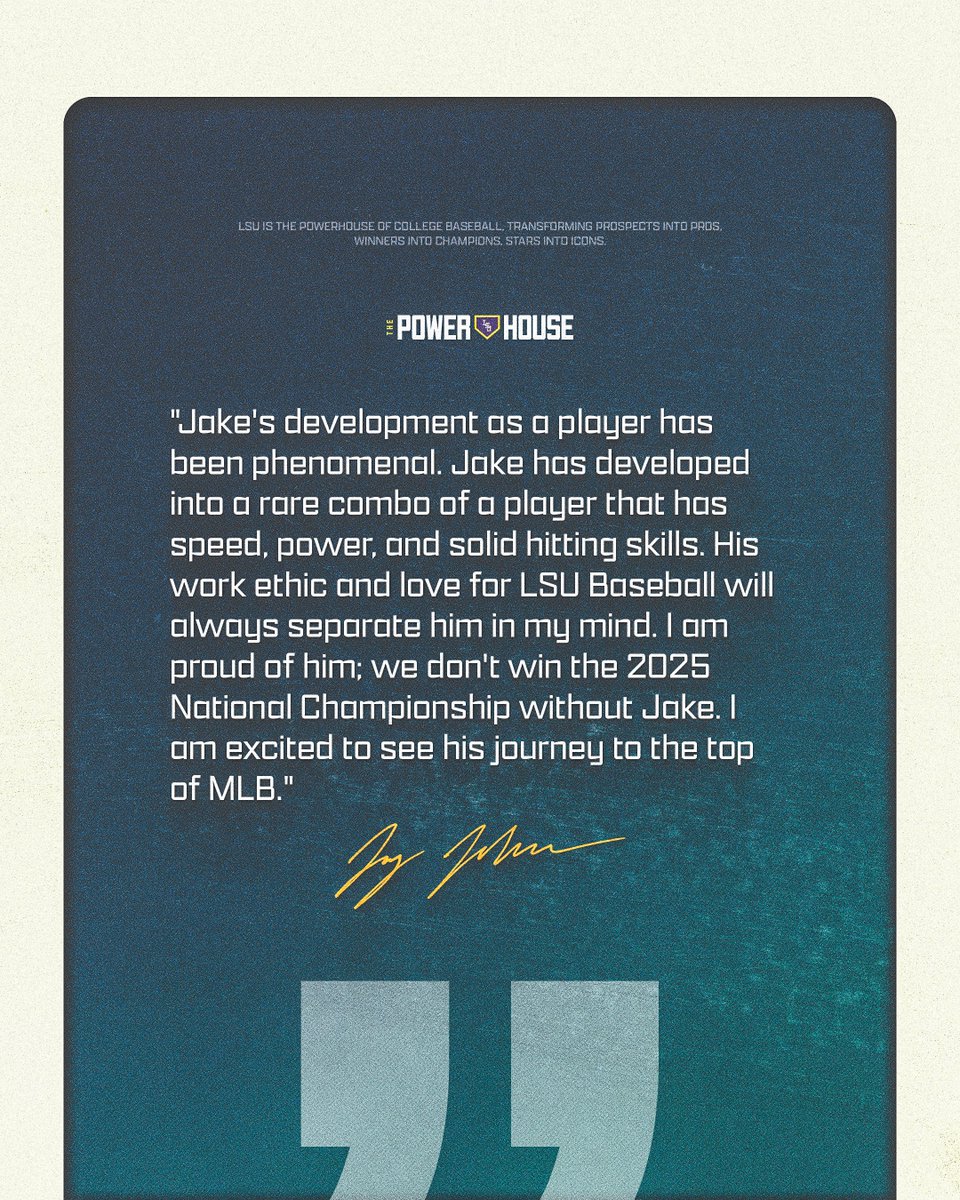 LSUbaseball's tweet photo. The Kid From The Boot 

@JakeBrown_14 | @LSUCoachJ | @Mariners https://t.co/qD4nbISXRT