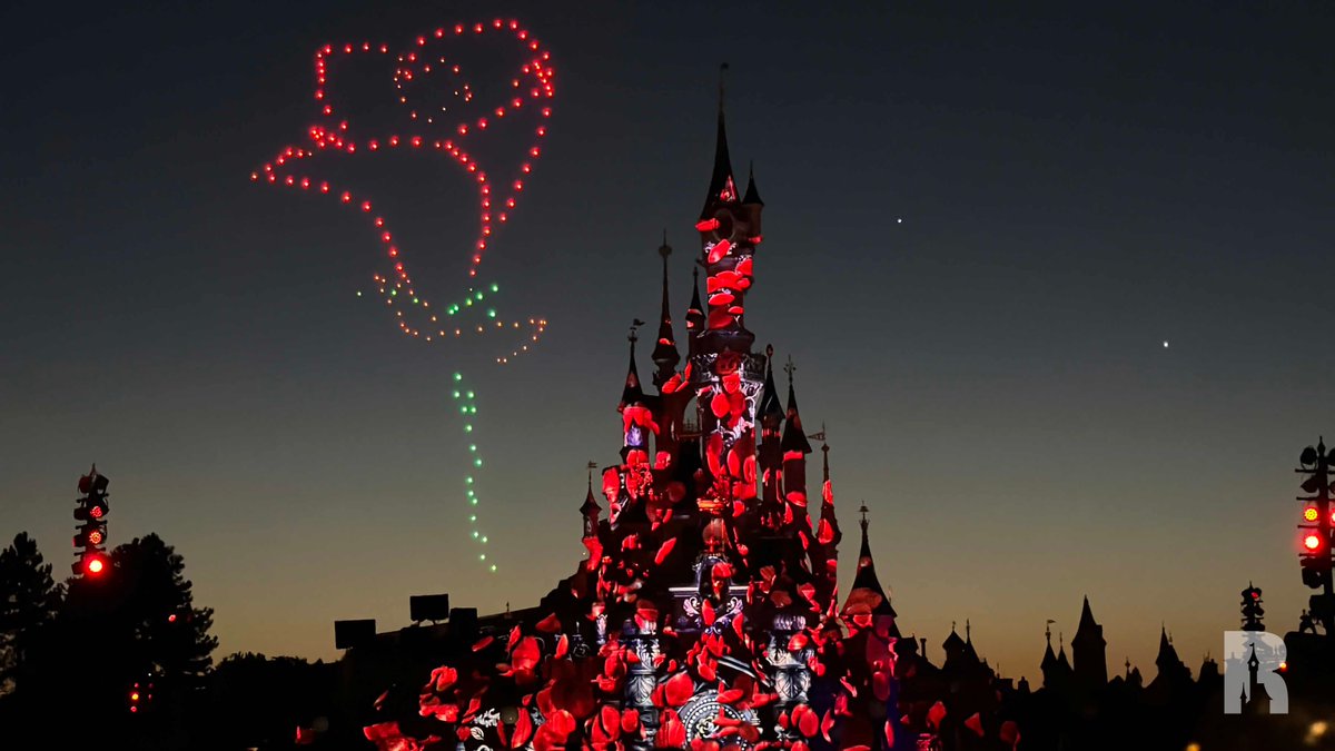 DLPReport's tweet photo. 🎆 Photos: Drone effects temporarily return to Disney Tales of Magic during the fireworks ban (currently until July 15) https://t.co/aV3mczmqWC