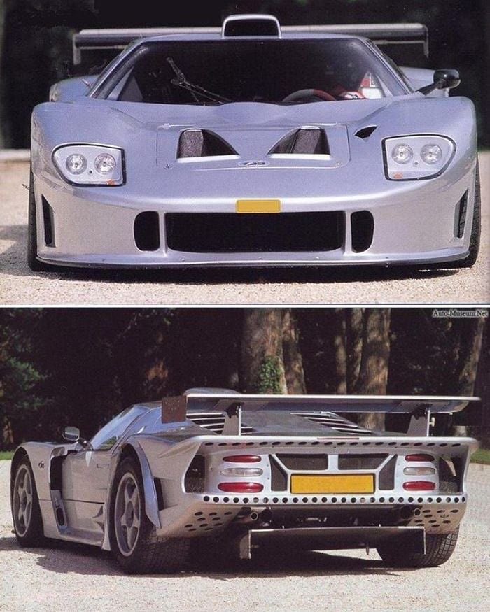 CarSighting's tweet photo. Sometimes I feel like the French are just messing with us. A guy wanted to reinvent the GT40. He accidentally designed the 2005 Ford GT in 1995

This is the VBM 4000 GTC, a one-off French GT1 built for Le Mans. Shown here in street form, converted in 2002 after a racing career that never really took off
