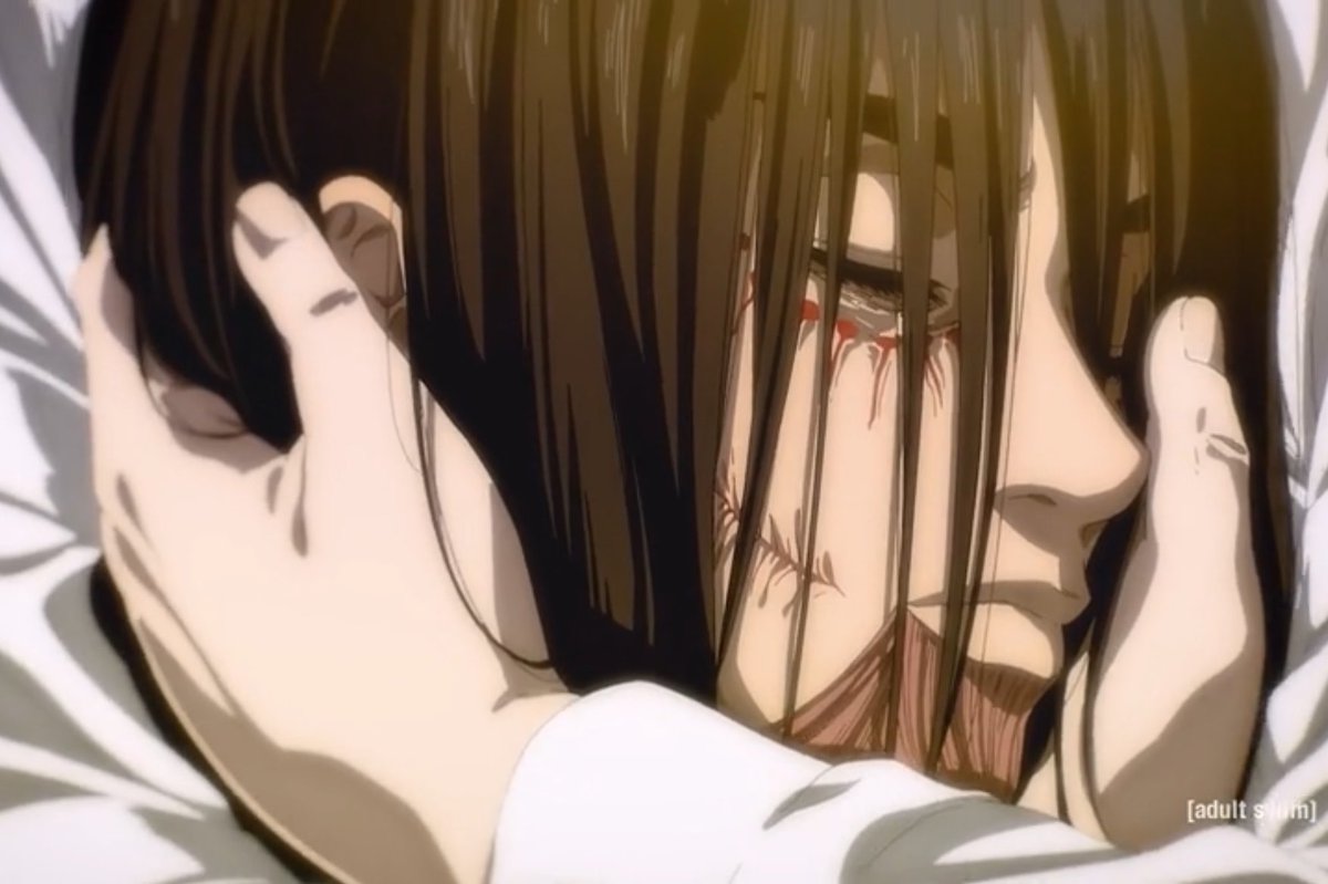 taylevii's tweet photo. In the anime it cuts from this scene of Mikasa holding Eren to her chest to historia holding her child to herself on my first watch I thought this was to hint her child was Ymir’s reincarnation and I’m gonna continue to choose to believe it https://t.co/7VcNTsVaYW