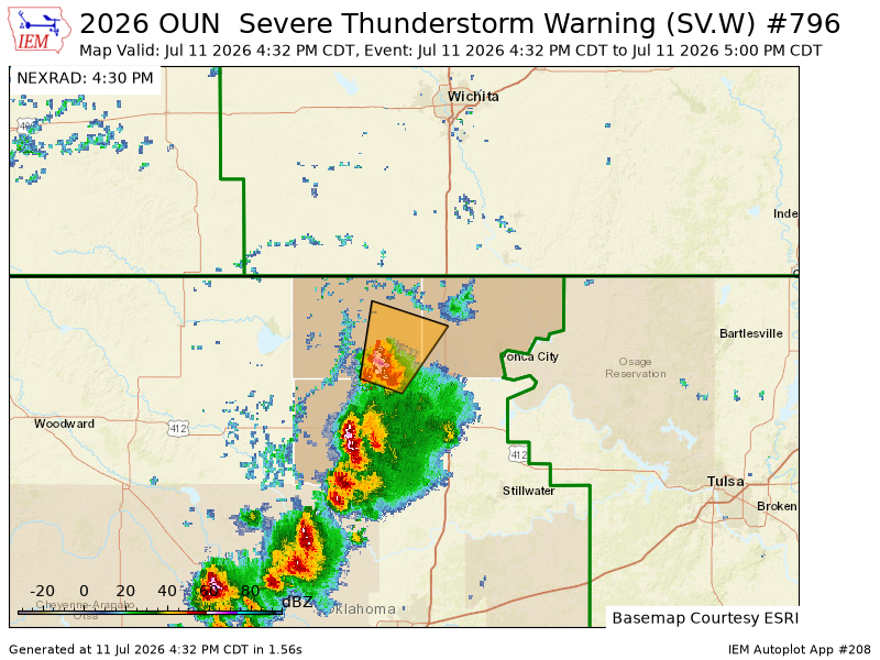 iembot_ok's tweet photo. OUN issues Severe Thunderstorm Warning [wind: 60 MPH (RADAR INDICATED), hail: 1.00 IN (RADAR INDICATED)] for Garfield, Grant, Kay [OK] till 5:00 PM CDT https://t.co/utpTox8THX https://t.co/FB5i9OvaId
