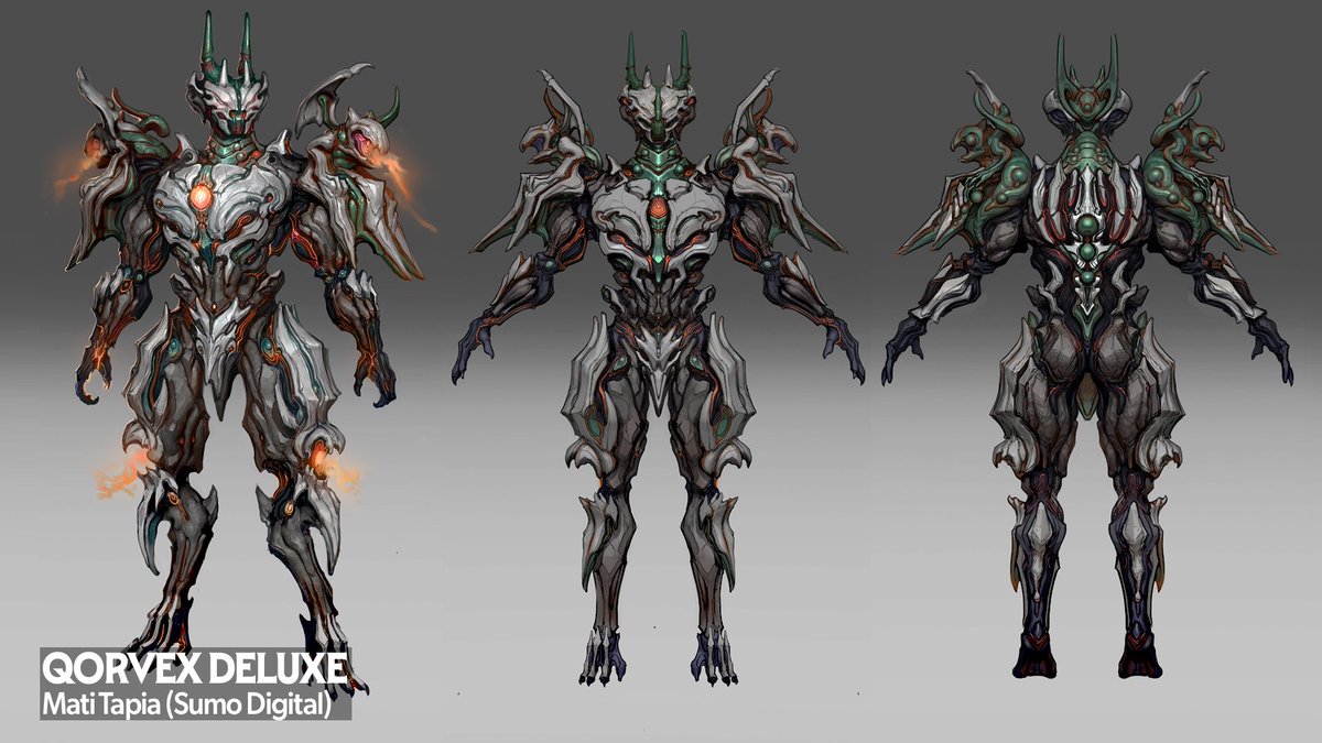 PlayWarframe's tweet photo. A new design is taking shape.

Take another look at Qorvex Deluxe, co-developed with @SumoDigitalLtd and coming in the #Warframe fall update, Iceblade of Narin. Tune into our September Devstream for more details! https://t.co/EbvhiU5KJi