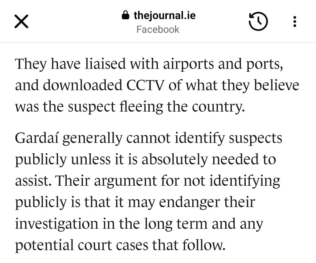 CurbSideRestos's tweet photo. @irishexaminer This was the follow up TheJournal put out after he was named by other media outlets. There was a convo about adding in the line "Garda generally..." They could have named him as a person of interest from the very start. All the rest of the pathetic media here should have aswell https://t.co/Zu3IgyrcLP