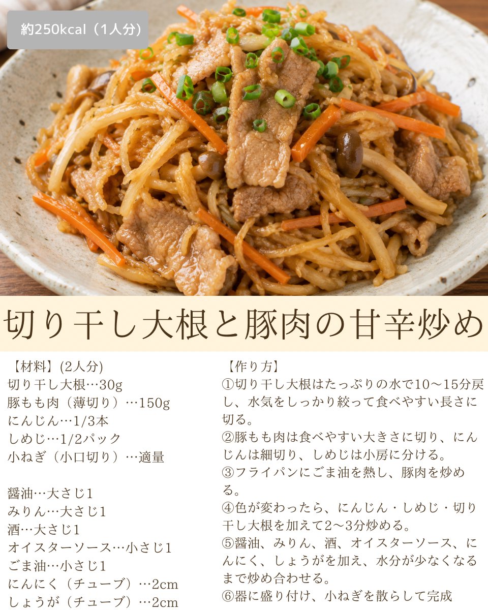 yucha_diet_0's tweet photo. 実は「切り干し大根」って栄養凝縮食材で女性の味方‼️
切り干し大根(30g)は生の大根(100g)の
✔ 食物繊維 約5倍
✔ カルシウム 約7倍
✔ 鉄分 約15倍
栄養素が濃縮している分、便秘改善、むくみ対策、貧血、代謝サポートに効果的！！
食べ過ぎた日の次の日の調整ご飯としてもおすすめのレシピ⤵︎ https://t.co/tws8a1TC5u