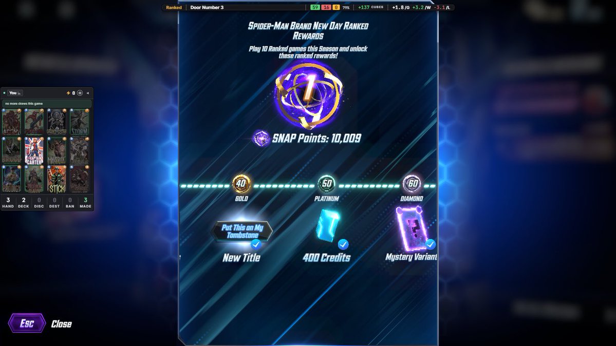 smlzsnaps's tweet photo. First to 10,000 SP this season! 🤩

About 1,300 SP gained with the same deck in just under 12 days time 🤯

This is THE best deck in Marvel Snap, and definitely the best deck I’ve ever built! 🏆

If you want to see me play the deck live, catch it on https://t.co/shgaX1kYeG ! 🎥 https://t.co/gwf6GhH4XD