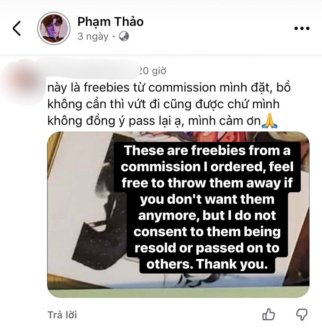 sodacreamm's tweet photo. As people considered her a friend and had given her gifts, she should have apologized and stopped selling them. Instead, she stayed silent and continued to provoke people.
One of the items was a commissioned artwork that was never meant to be sold. https://t.co/99WYXsmzUz